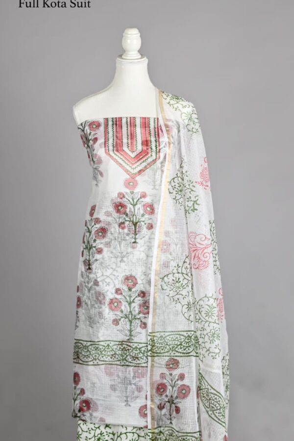 Traditional Bagru Print Kota Doria Suit with Dupatta