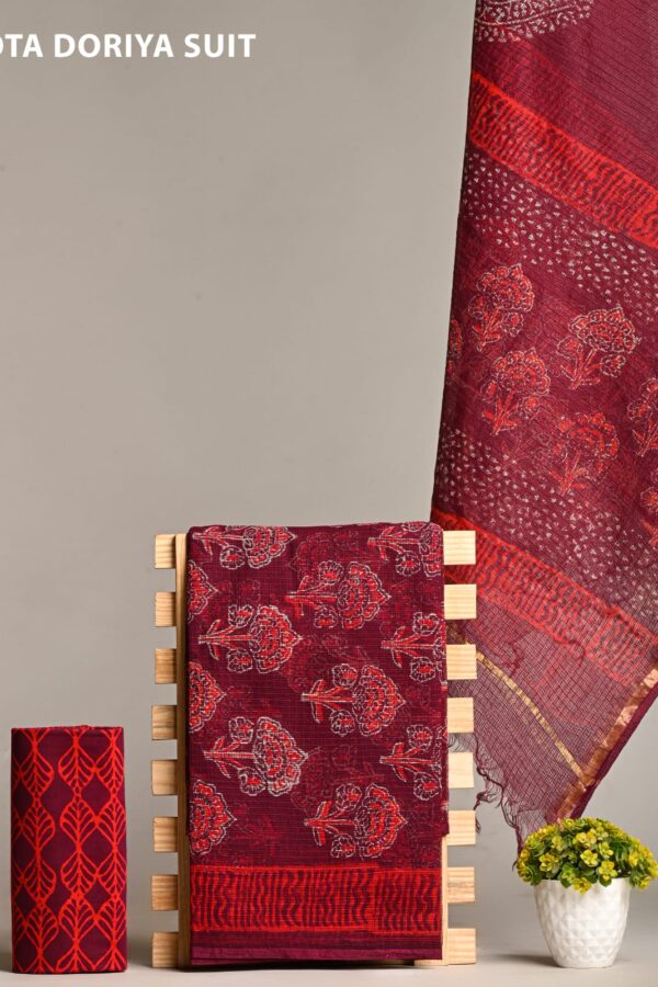 Pure Traditional Bagru Print Kota Doria Suit