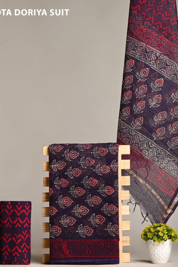 Premium Heritage Bagru Print Kota Doria Suit
