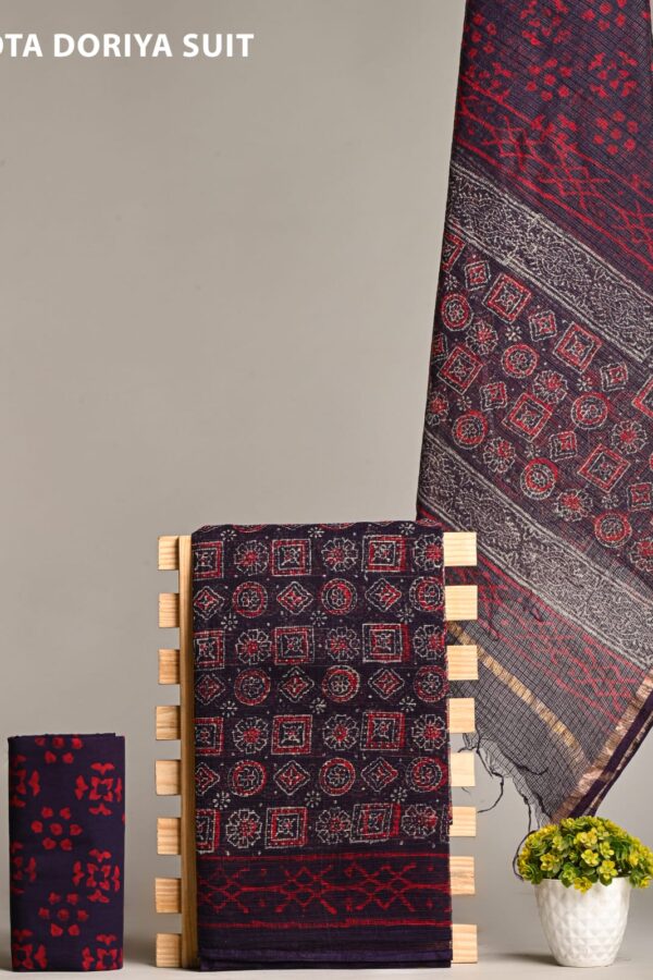 Handmade Traditional Bagru Kota Doria Suit