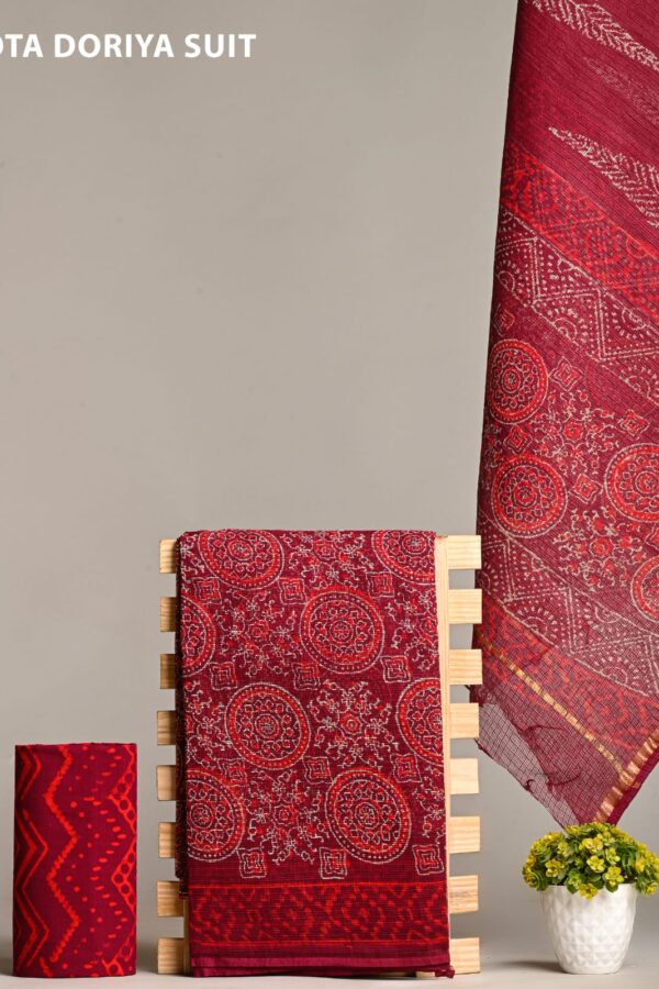 Elegant Artisan Bagru Kota Doria Suit