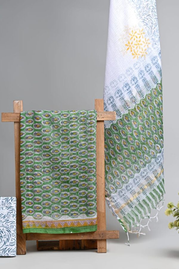 Elegant Indian Bagru Print Kota Doria Suit