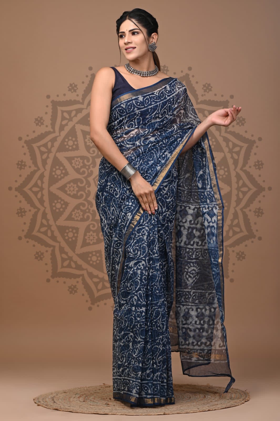 Soft Kota Doria Hand Block Saree