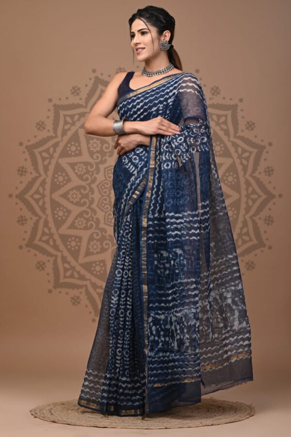 Pure Indigo Kota Doria Saree
