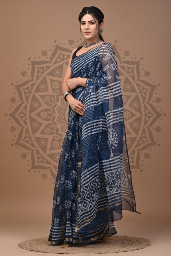Nile Indigo Kota Doria Saree