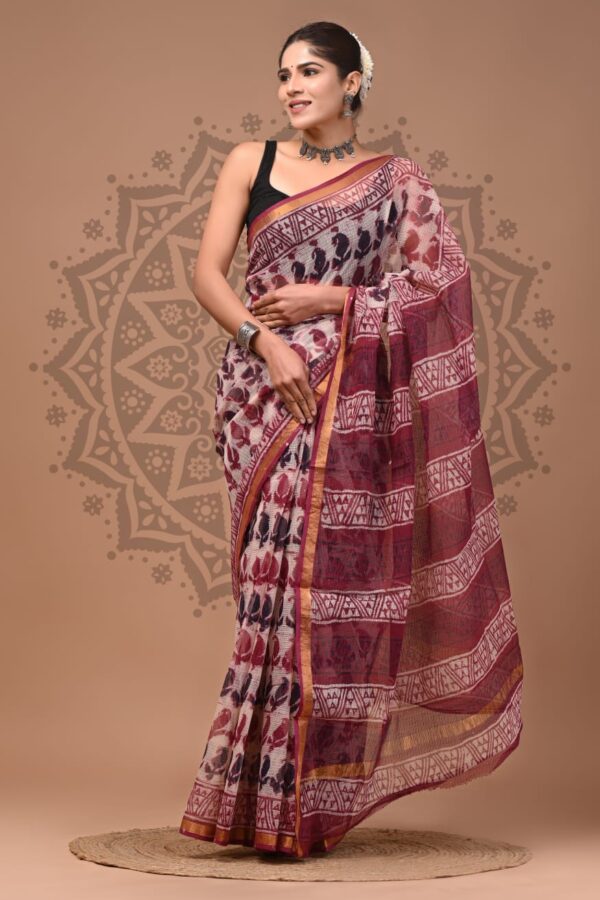 Minimal Print Kota Doria Saree