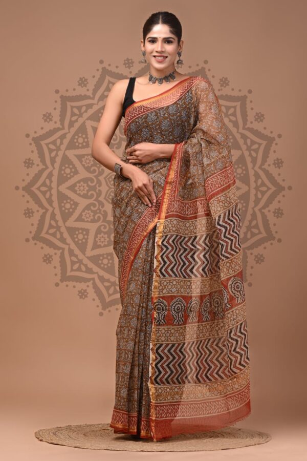 Soft Kota Doria Hand Block Saree