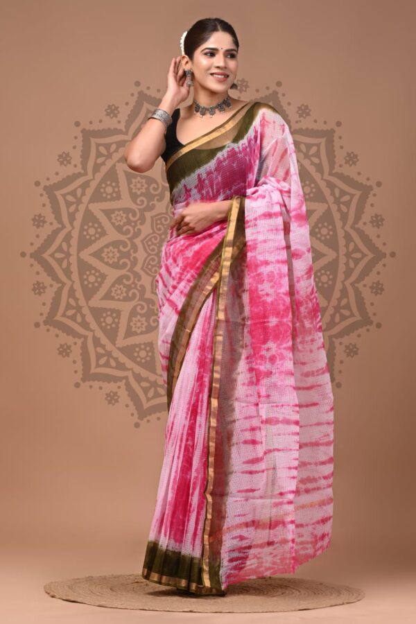 Pure Hand Block Kota Doria Saree