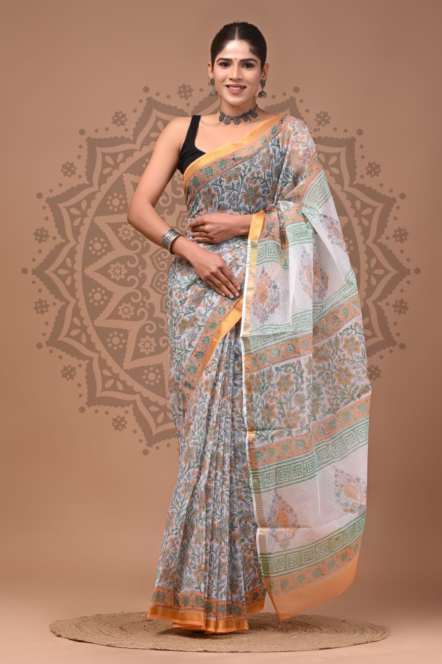 Ajrakh Inspired Kota Doria Saree