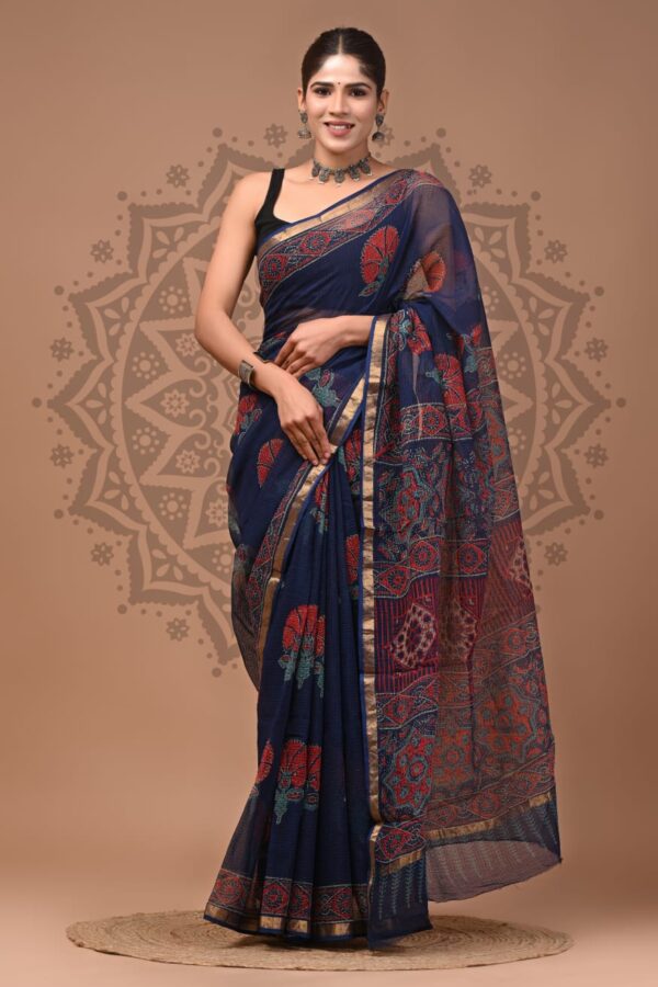 Ethnic Hand Block Kota Doria Saree