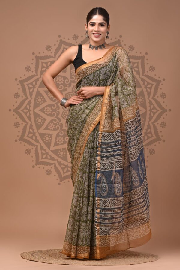 Minimal Print Kota Doria Saree