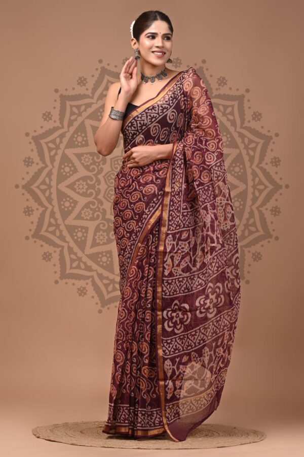 Office Wear Kota Doria Hand Block Saree