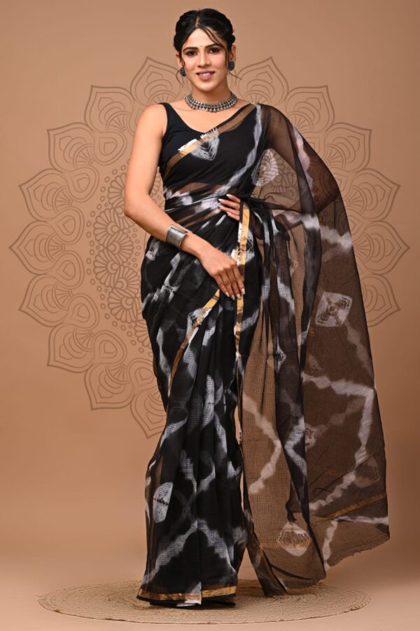 Soft Kota Doria Hand Block Saree