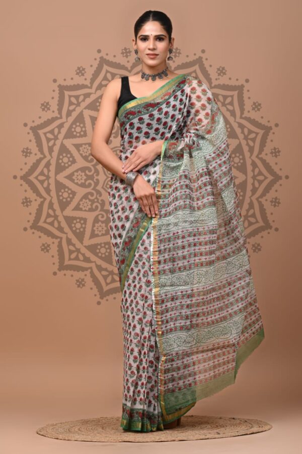 Authentic Bagru Print Kota Doria Saree
