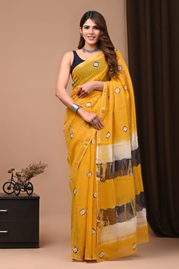Office Wear Kota Doria Hand Block Saree