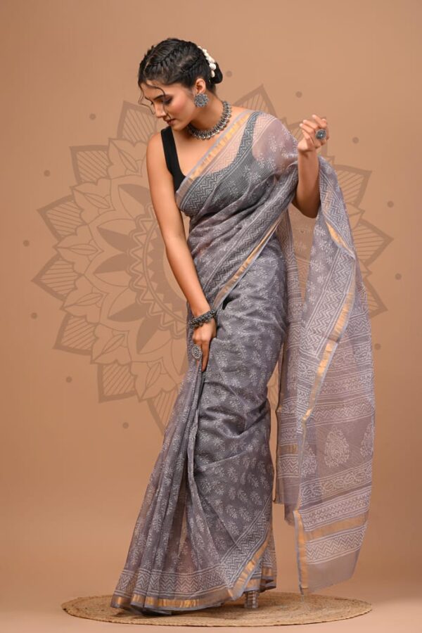 Summer Wear Kota Doria Hand Block Saree