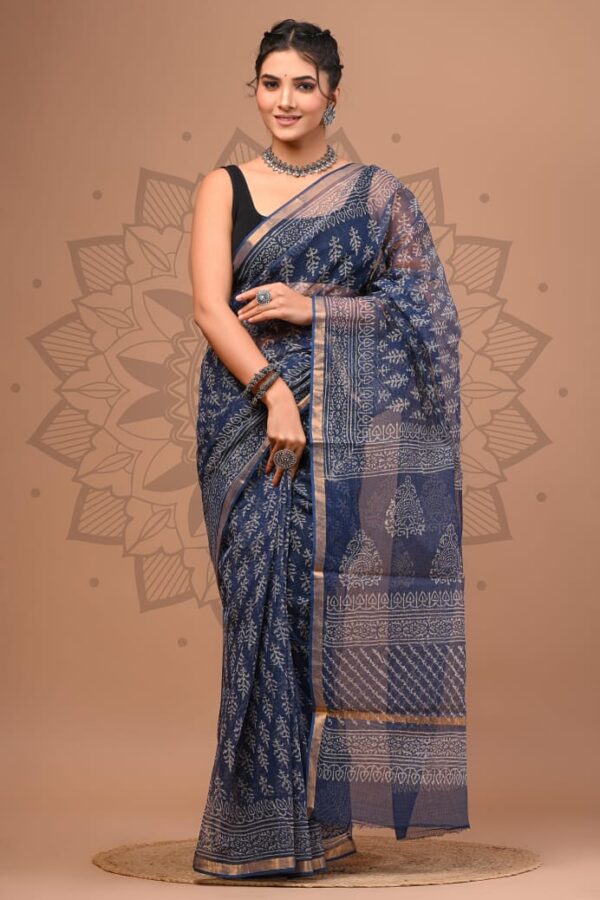 Eco Friendly Hand Block Kota Doria Saree