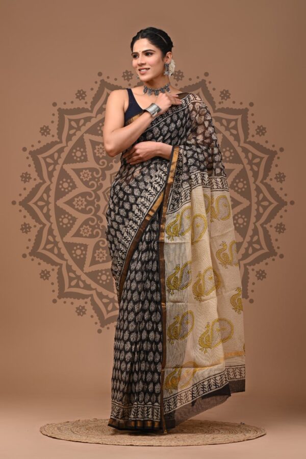 Soft Kota Doria Hand Block Saree