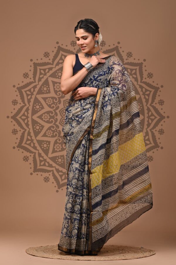 Hand Block Printed Kota Doria Saree
