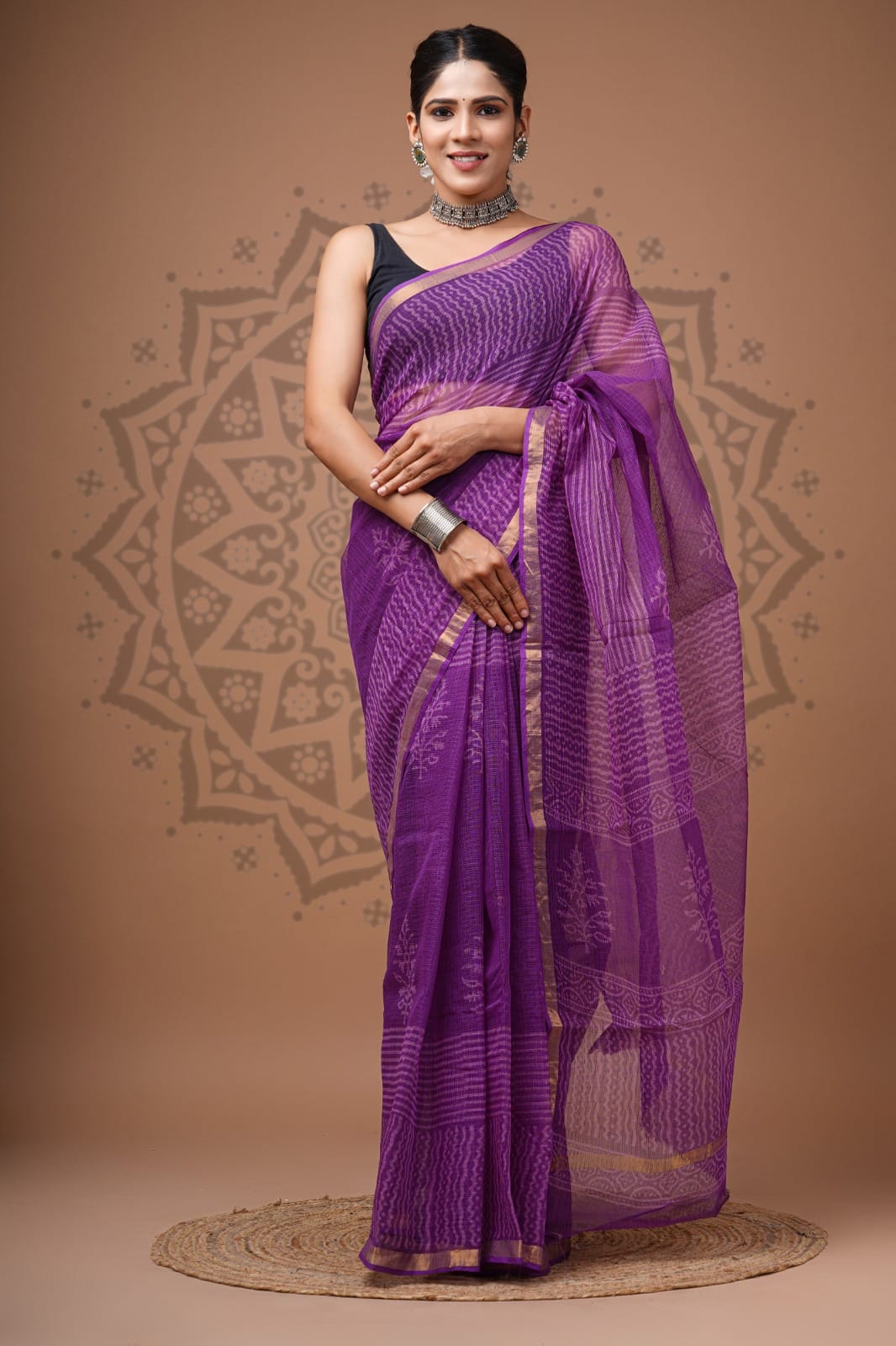 Lightweight Kota Doria Hand Block Saree