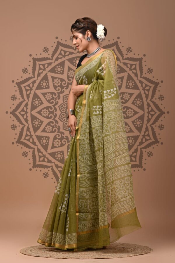 Authentic Bagru Print Kota Doria Saree