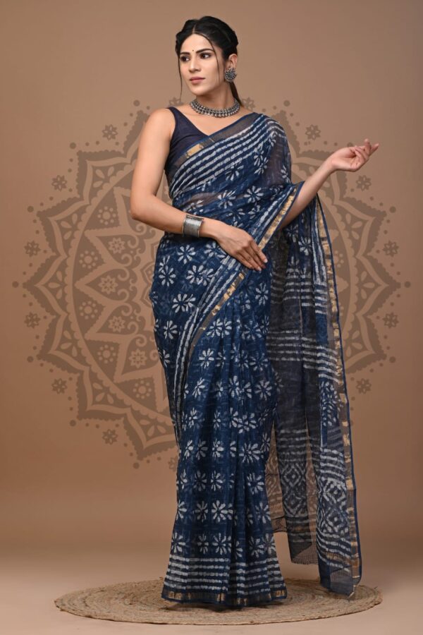 Office Wear Kota Doria Hand Block Saree