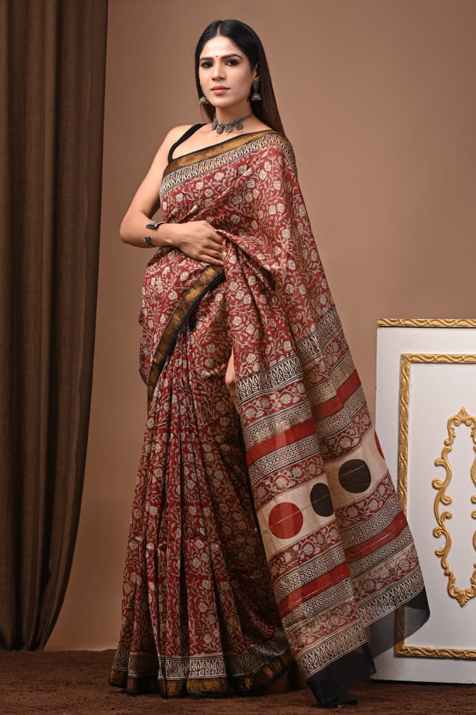 Maheshwari Silk Saree Handcrafted with Traditional Prints