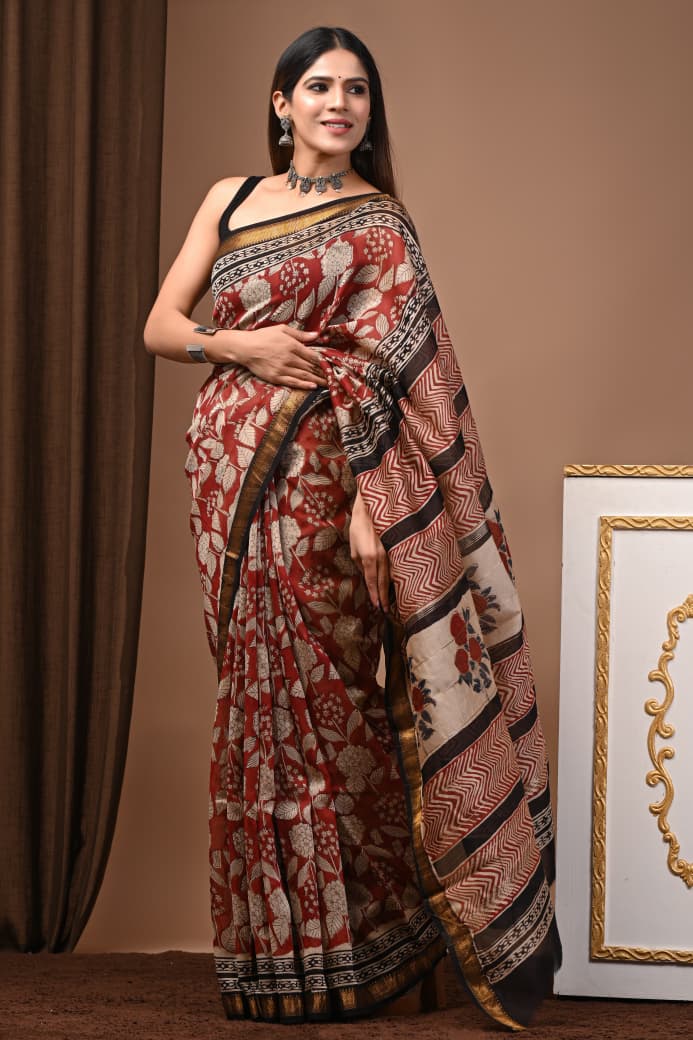 Maheshwari Silk Saree Handcrafted with Traditional Prints2
