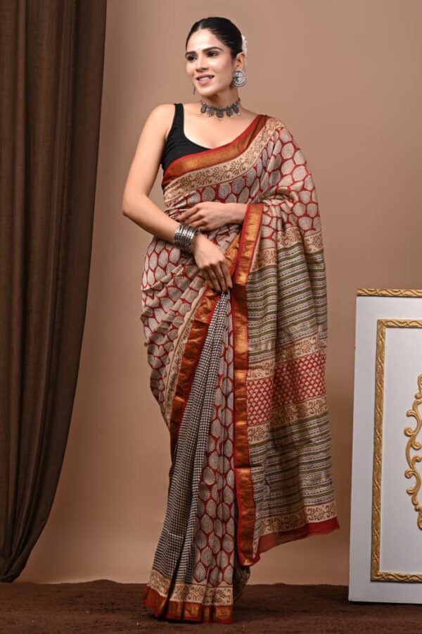 Maheshwari Silk Saree Handcrafted with Traditional Prints12
