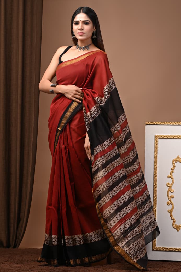 Maheshwari Silk Saree Handcrafted with Traditional Prints18