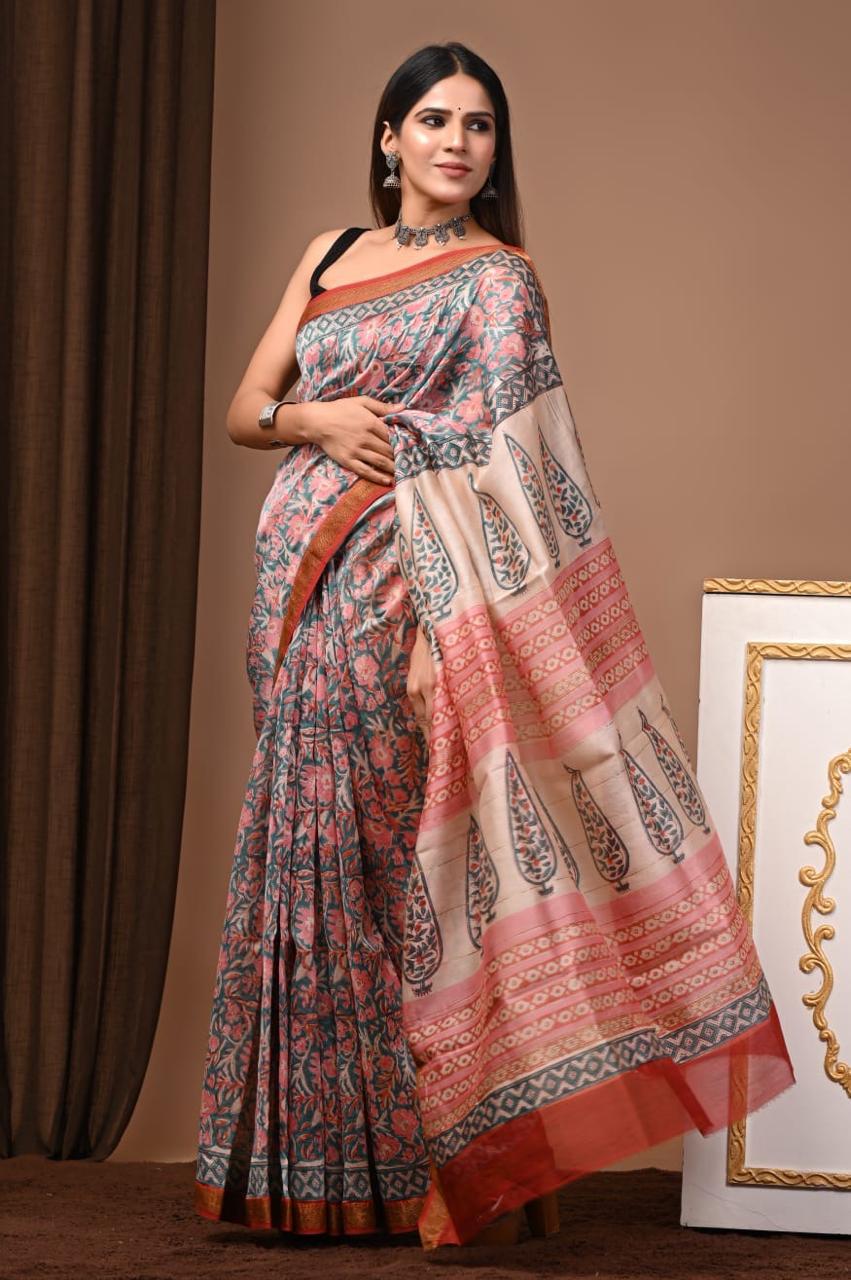 Maheshwari Silk Saree Handcrafted with Traditional Prints61