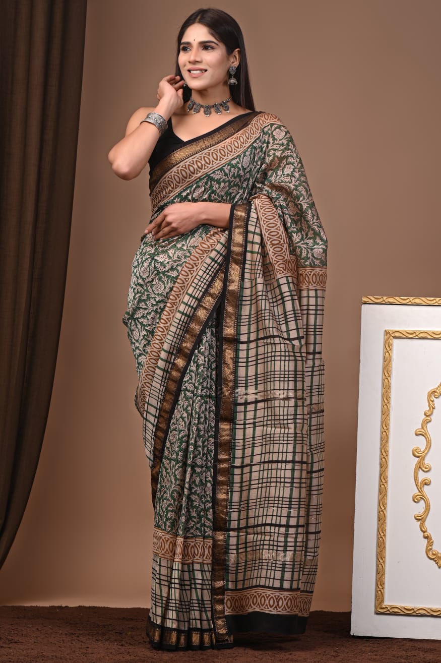 Maheshwari Silk Saree Handcrafted with Traditional Prints77