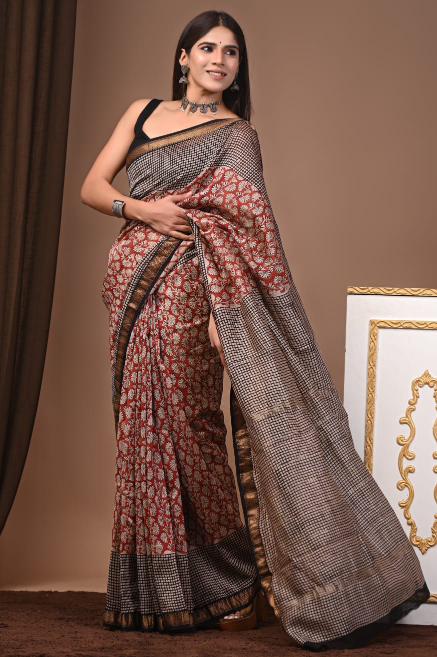 Maheshwari Silk Saree Handcrafted with Traditional Prints79