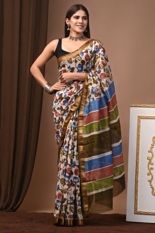 Maheshwari Silk Saree Handcrafted with Traditional Prints86