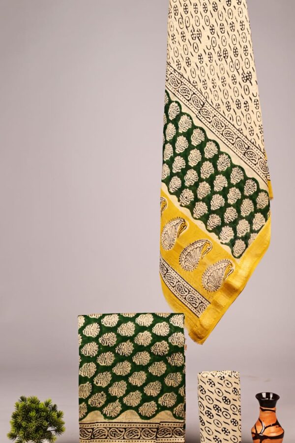 Bagru Print Maheshwari Silk Dress Material