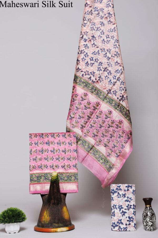 Ethnic Hand Block Printed Silk Suit Set