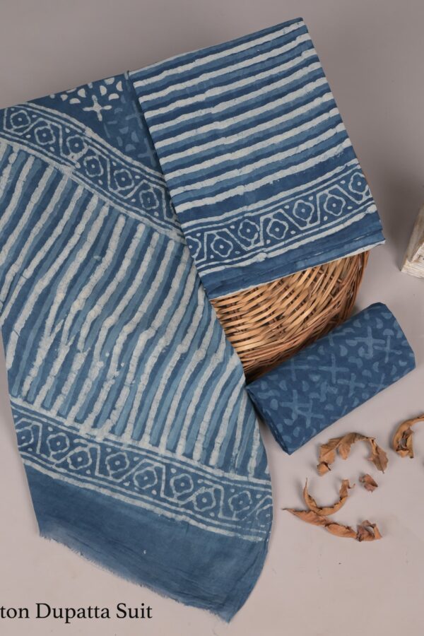 Traditional Indian Cotton Suit with Dupatta