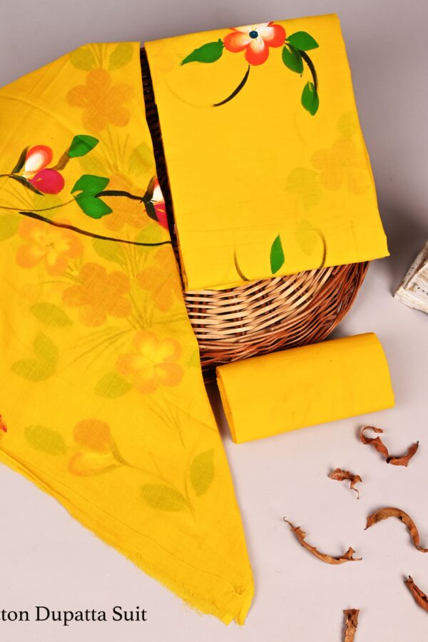 Traditional Cotton Suit Set with Cotton Dupatta