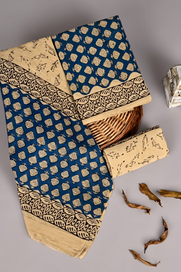 Traditional Hand Block Printed Cotton Suit with Cotton Dupatta