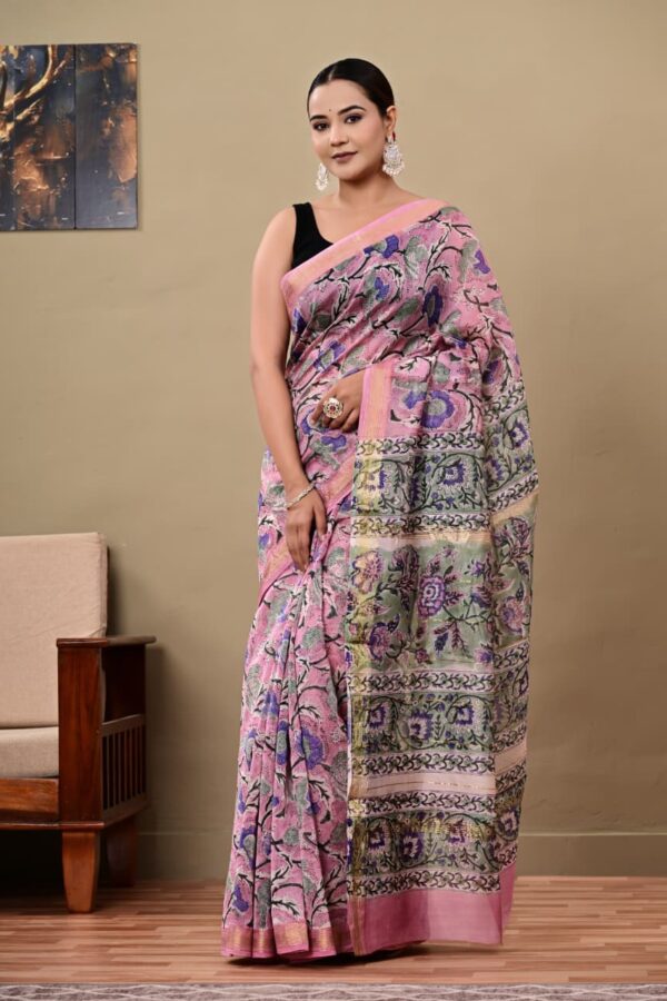 Bagru Printed Maheshwari Silk Saree with Timeless Appeal