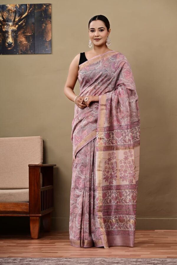 Ethnic Maheshwari Silk Saree with Authentic Bagru Hand Print