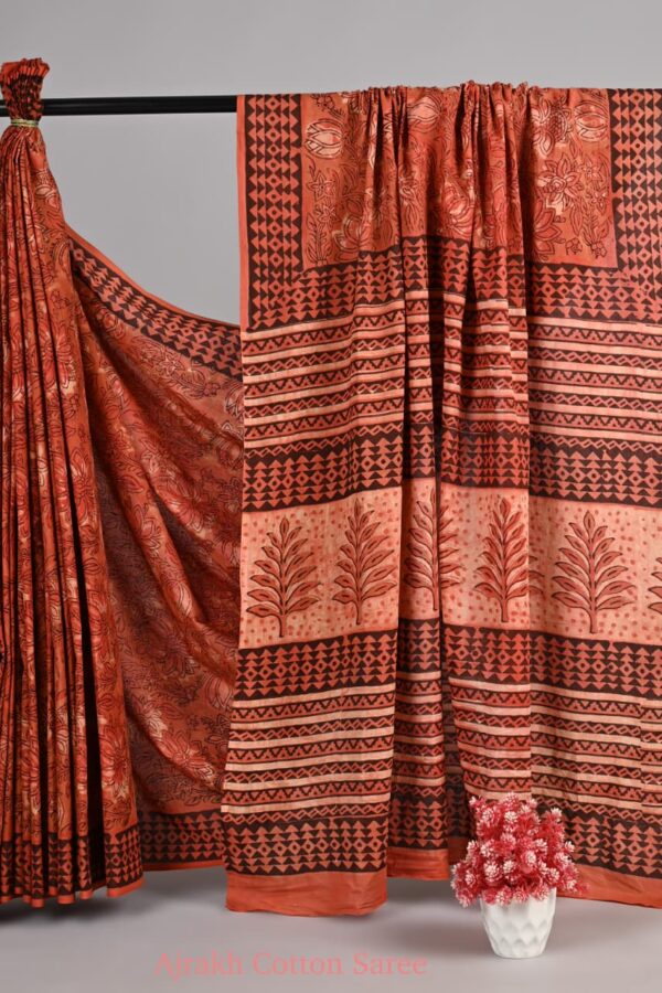 Ajrakh Soft Cotton Saree for Women