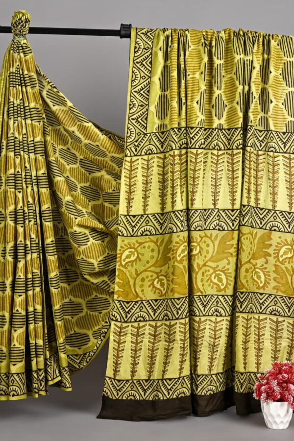 Pure Mulmul Ajrakh Printed Saree