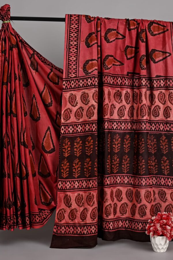 Bagru Jahota Saree in Mulmul Cotton