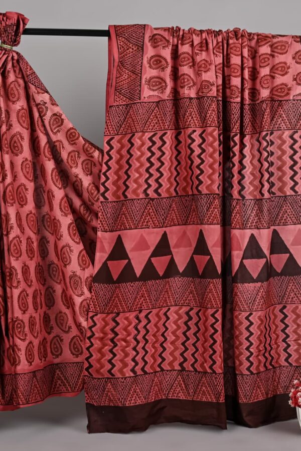 Ajrakh Cotton Saree with Traditional Design