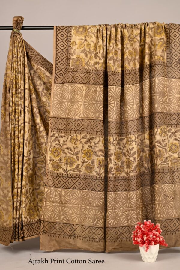 Handmade Ajrakh Jahota Saree