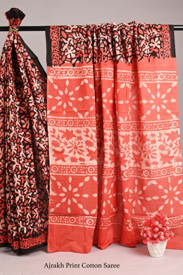 Ajrakh Saree in Soft Mulmul Fabric