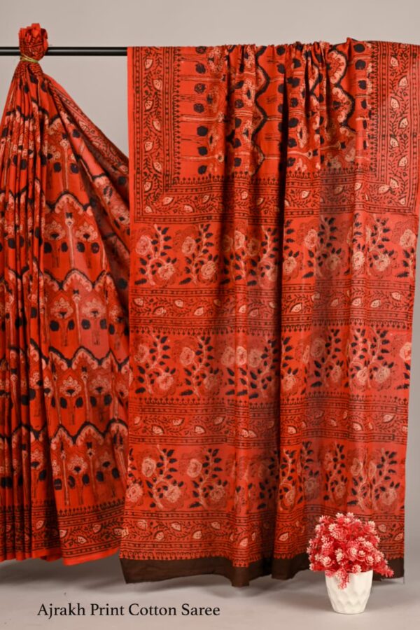 Bagru Jahota Natural Dye Cotton Saree
