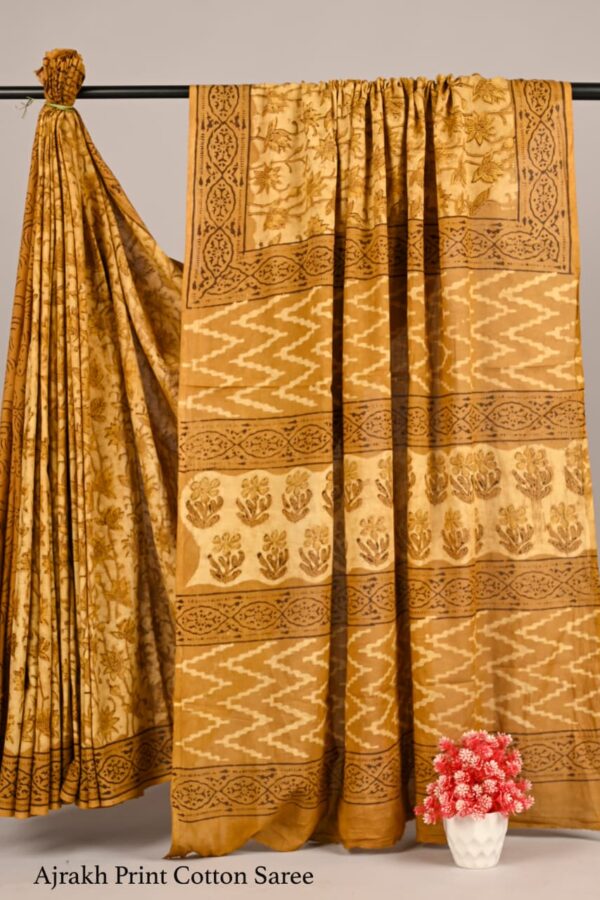 Ajrakh Print Office Wear Cotton Saree