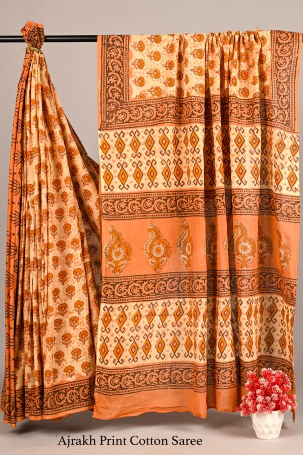 Lightweight Mulmul Ajrakh Saree